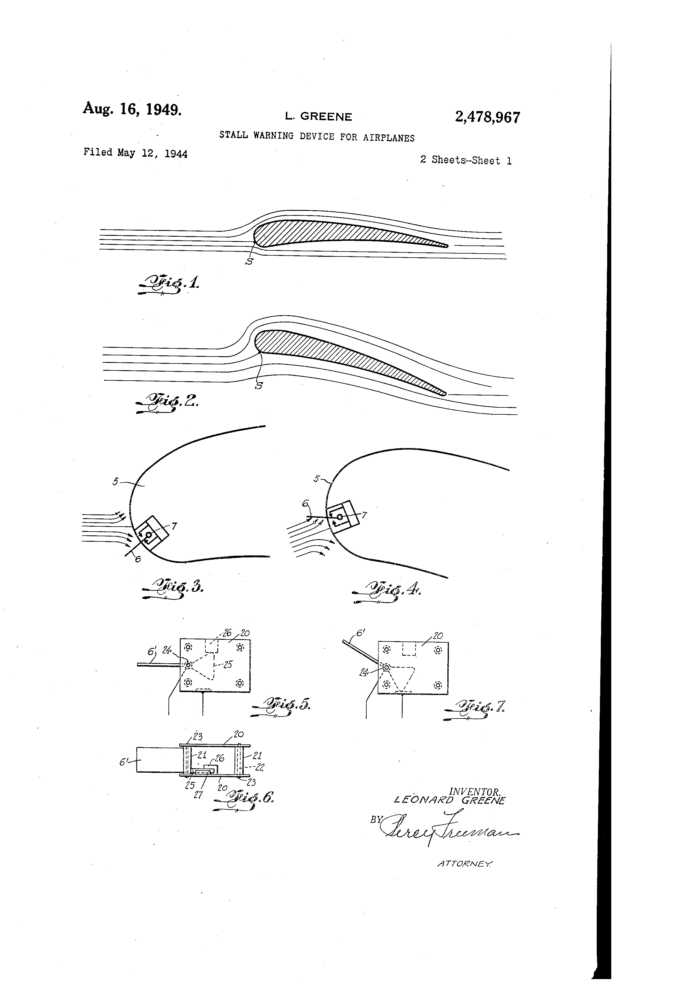 Today’s Patent- Stall warning device for airplanes