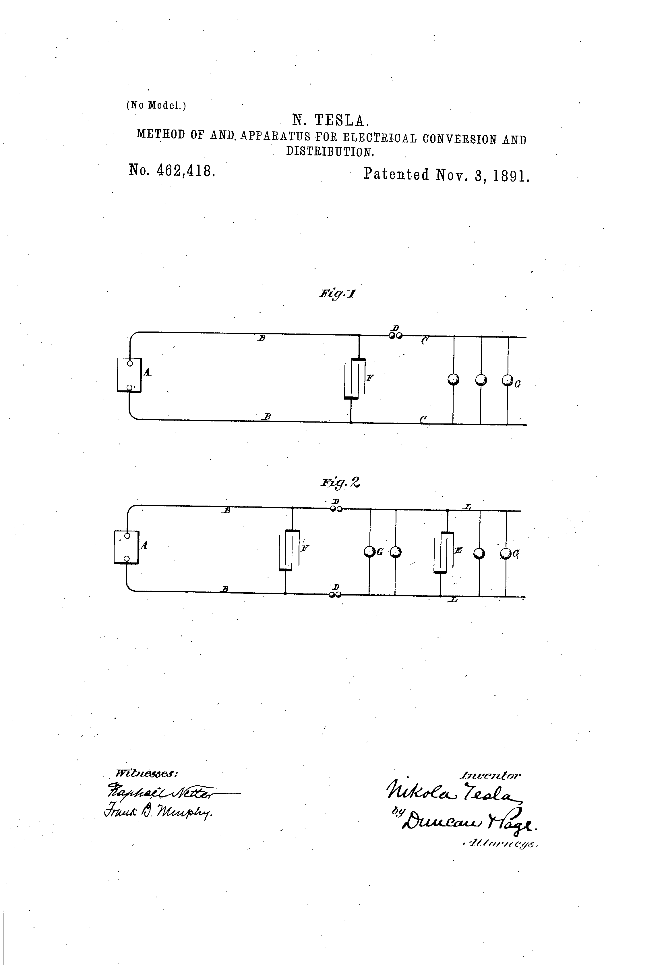 Today’s Patent- METHOD OF AND APPARATUS FOR ELECTRICAL CONVERSION AND DISTRIBUTION