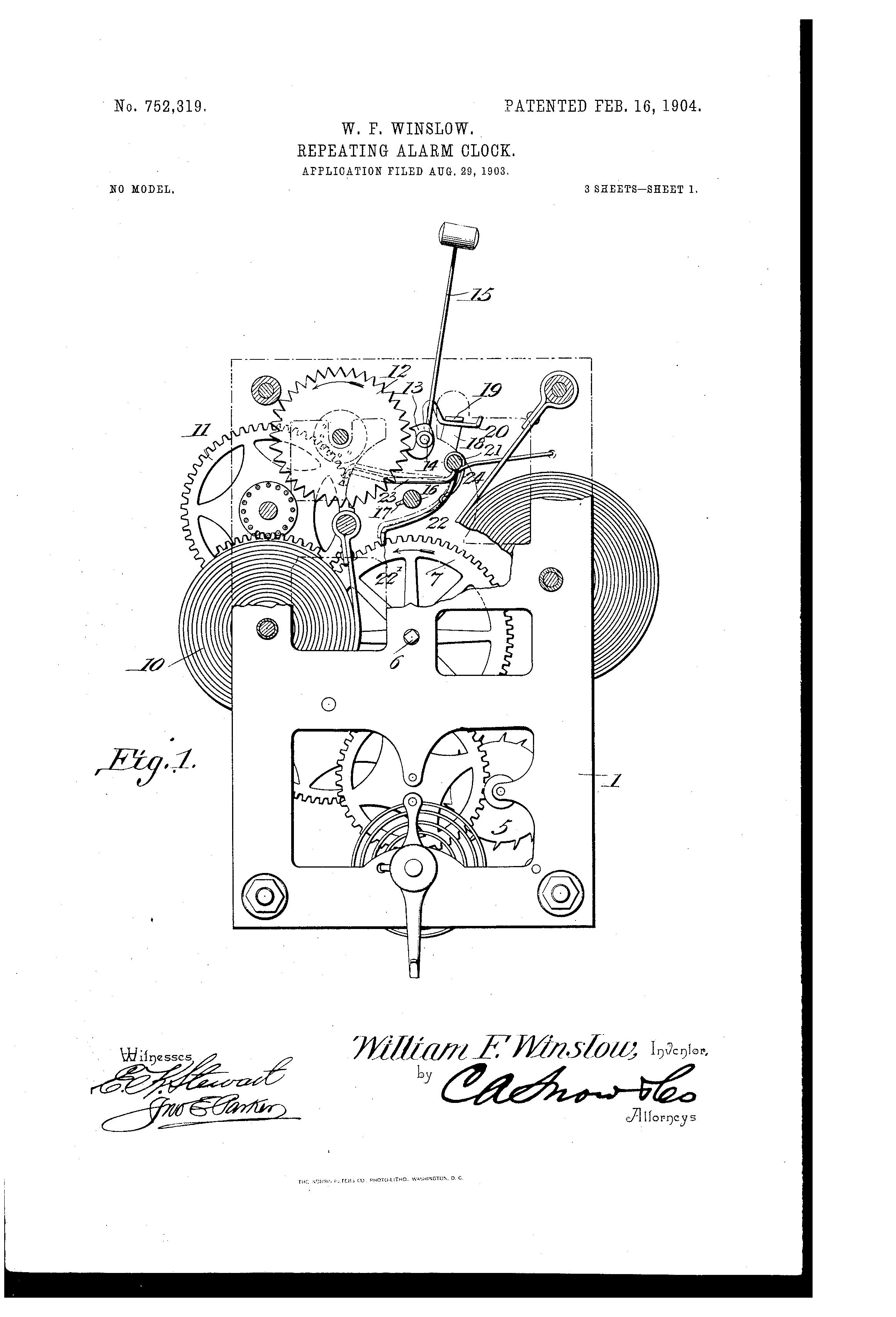 Today’s Patent- Repeating Alarm-Clock