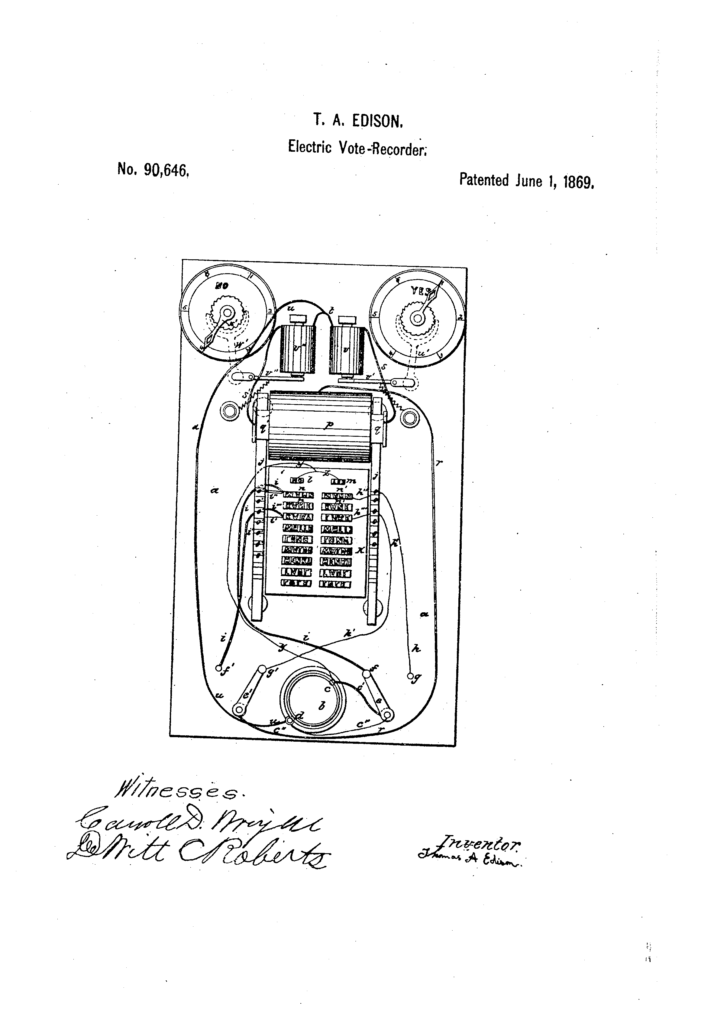 Patent of the week- Improvement in electrographic vote-recorder