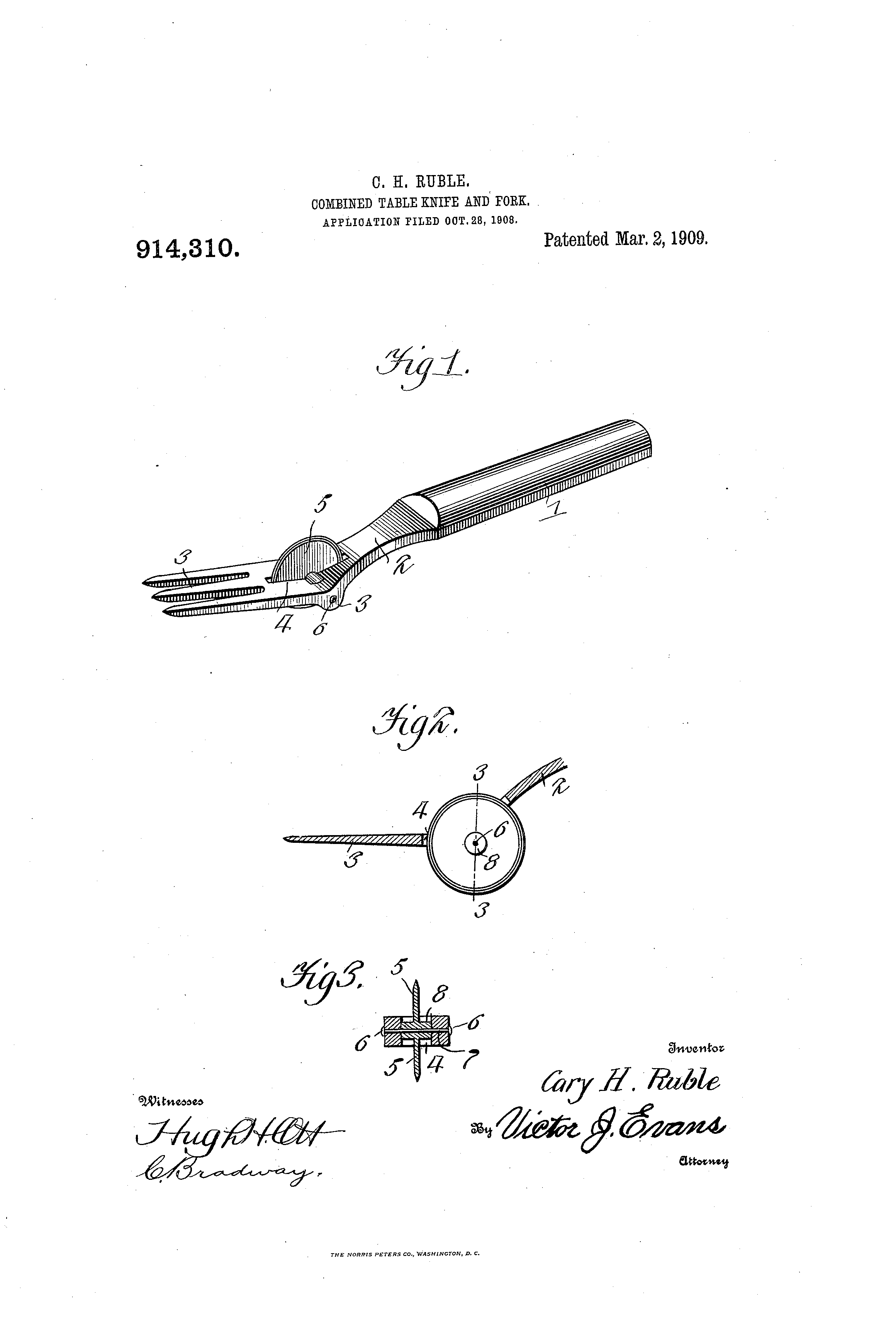 Today’s Patent-Combined table knife and fork